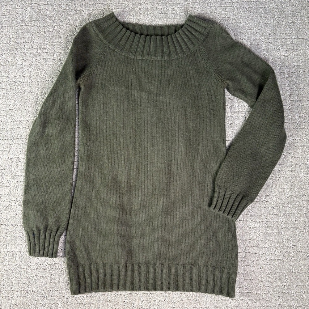 VTG Ralph Lauren Polo Jeans Olive Green Ribbed Boatneck Pullover Sweater Size M